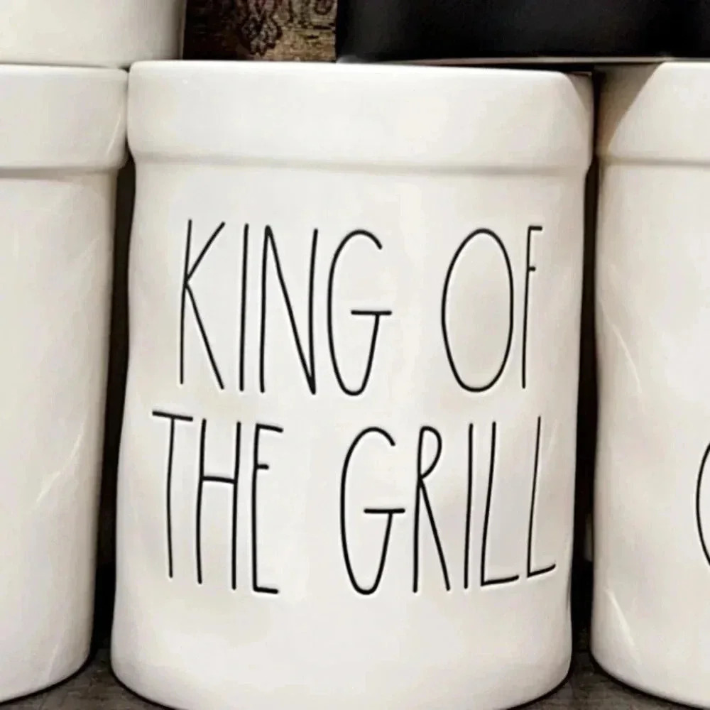 ‼️SALE‼️ Rae Dunn Collection Kitchen Utensil Holder/Crock KING OF THE GRILL